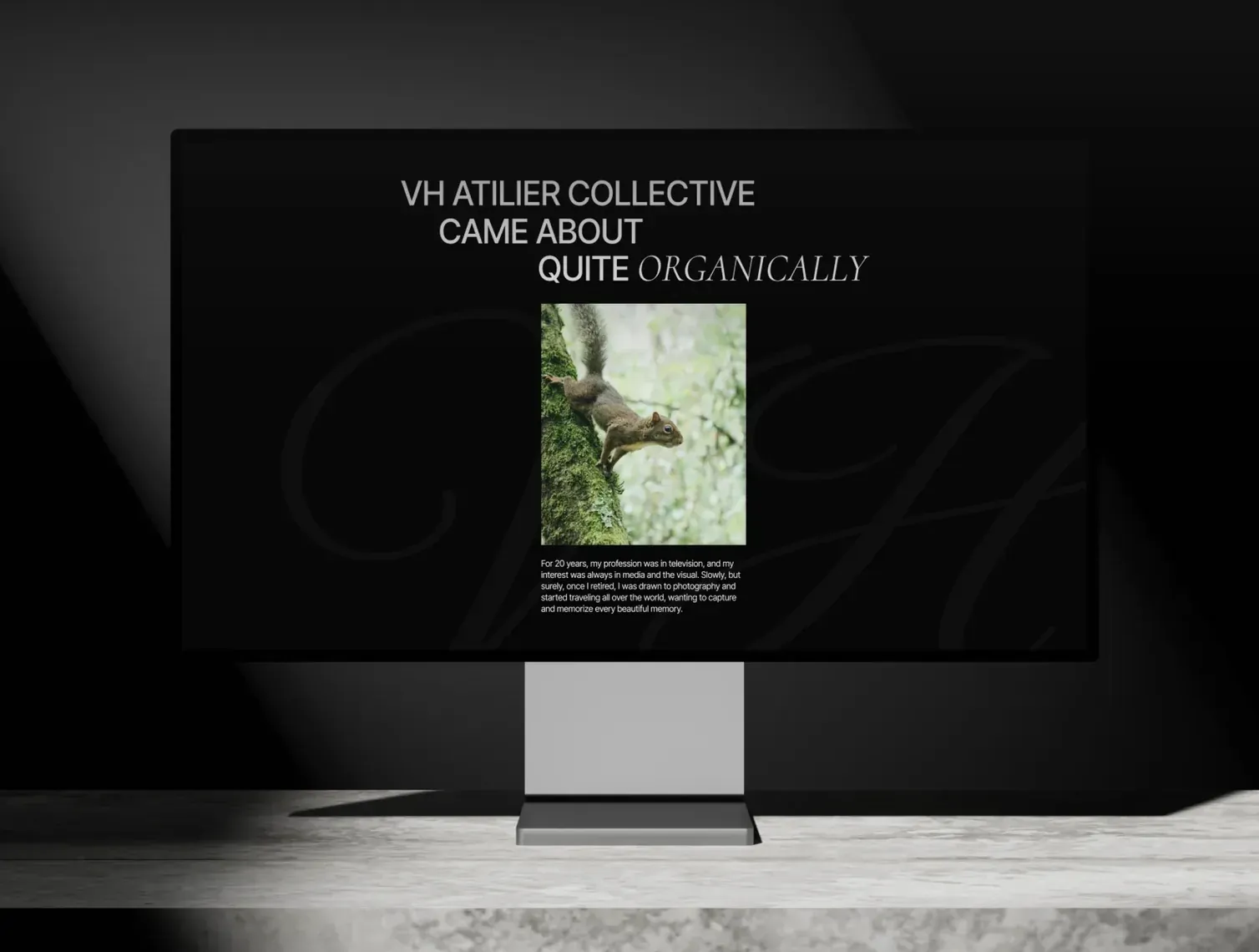 VH Atelier Collective — photography portfolio website shown on a desktop monitor