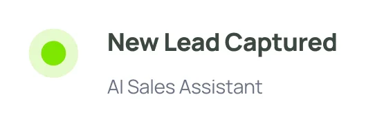 EasyMate AI notification card — new lead captured